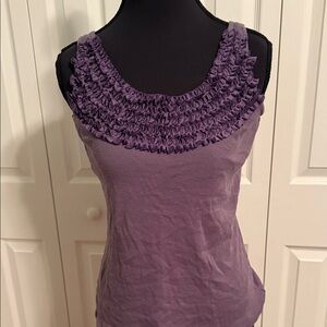 Bisou Bisou Purple Ruffle Detail Tank Top